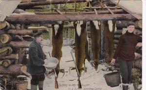 Maine Hunters Getting Ready For Supper In A Typical Sporting Camp