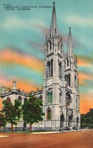 Vintage Postcard Immaculate Conception Cathedral Church Denver Colorado CO