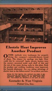 Kentucky & West Virginia Power Company Electric Heat Ad Vintage Postcard