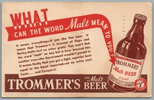 TROMMERS MALT BEER ADVERTISING ANTIQUE POSTCARD