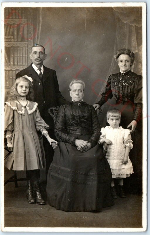 c1910s Alluring Family Man Women RPPC Timeless Kinship Boy Dress Real Photo A142