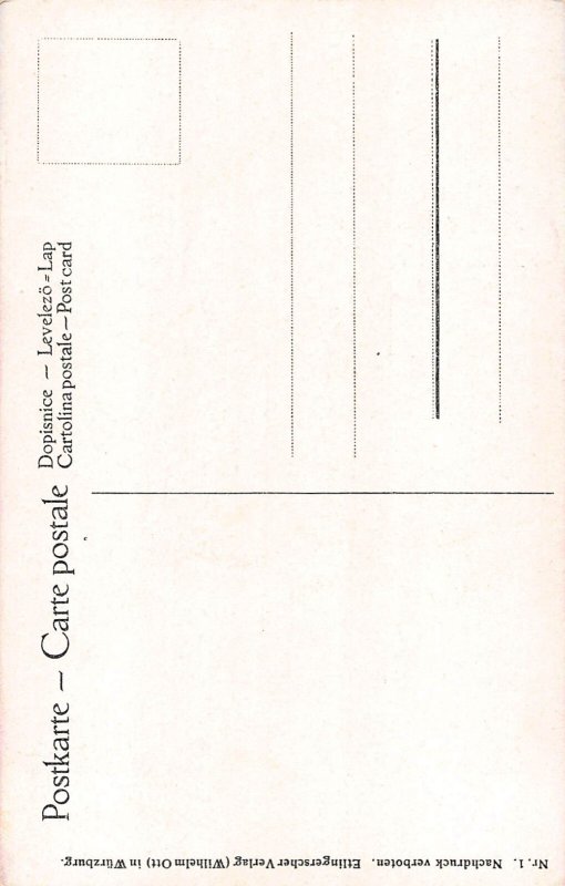 B191 New Year Greetings Medieval Guard blows Horn holds Flag Art postcard