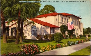 Linen Postcard The St. Petersburg Women's Club, Snell Isle, Florida