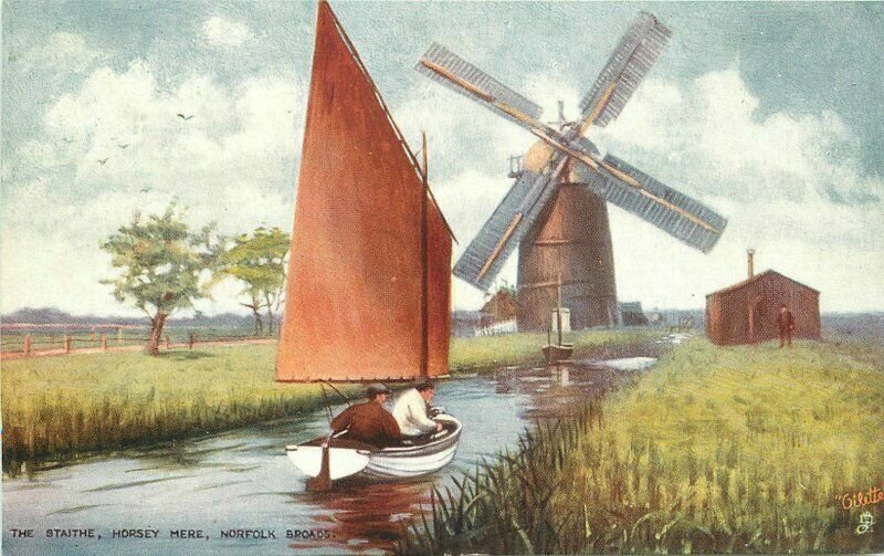 C-1910 Staithe Horsey Mere Norfolk Broads Postcard Oilette Tuck 11254