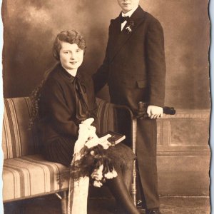 c1920s Berlin, Germany RPPC Confirmation Boy Girl Real Photo PC Carl Bosse A124