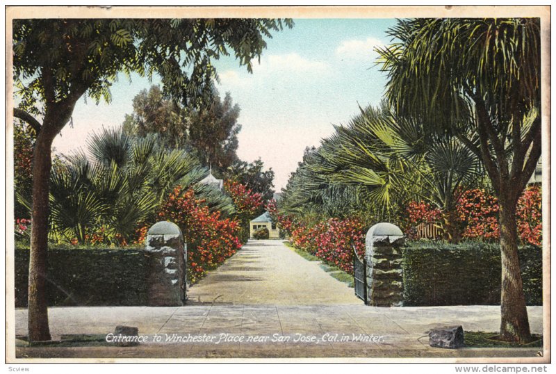 Entrance to Winchester Place near San Jose, Califonia in Winter, 10-20s