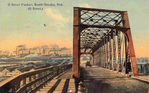 Q Street Viaduct Bridge South Omaha Nebraska 1913 postcard