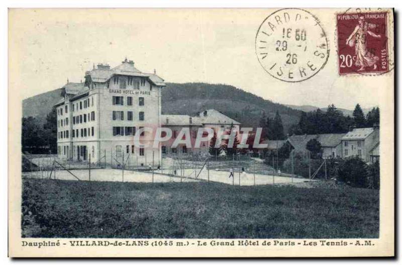 Old Postcard Dauphine Villard de Lans Grand Hotel de Paris Tennis