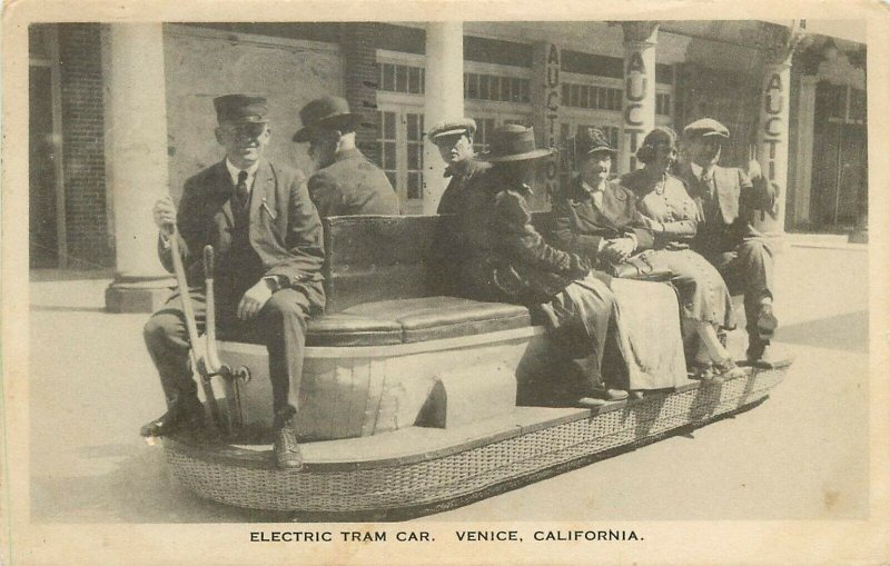 Vintage Postcard; Electric Tram Car & Conductor, Venice CA, Posted 1921 