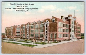 1910's WEST PHILADELPHIA PA HIGH SCHOOL WALNUT STREET COMPLETED 1912 POSTCARD