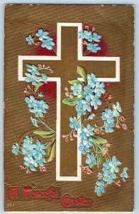 Cleghorn Iowa IA Postcard Easter Holy Cross Flowers Embossed 1909 Antique Posted