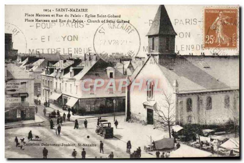 Postcard Old Saint Nazaire Place Marceau And Rue Du Palace Church St. Gohard