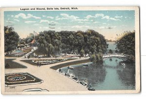 Detroit Michigan MI Postcard 1920 Belle Isle Lagoon and Mound