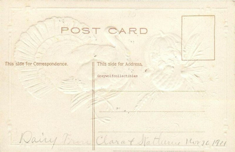 Thanksgiving, Turkey, Pumpkin, Corn, Embossed, R. Sander 