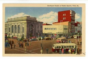 PA - York. Buses at Northeast Corner of Public Square