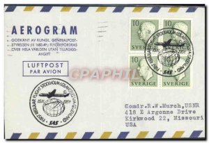 Aerogramme Sweden Sotckholm Los Angeles January 15, 1954