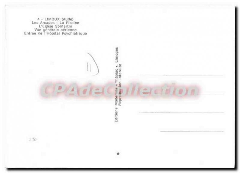 Postcard Old Limoux Aude Les Arcades Pool