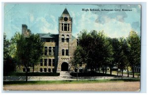 1912 High School Building Arkansas City South Haven Kansas KS Antique Postcard