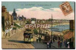 Old Postcard The Havre Tramway Boulevard Albert 1er