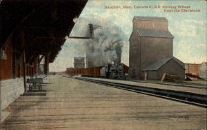 Dauphin Manitoba MB Railroad Train Moving Wheat c1910 Vintage Postcard