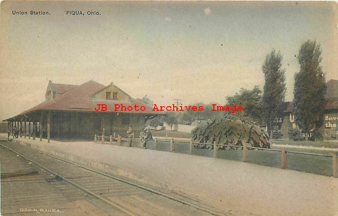 OH, Piqua, Ohio, Union Railroad Depot, Station, George M Bauer by