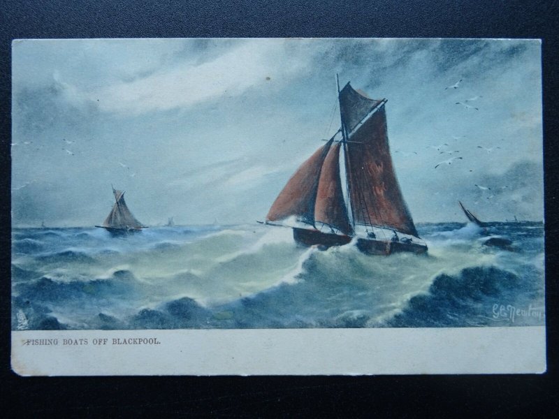 Sailing View FISHING BOAT OFF BLACKPOOL c1902 UB Postcard by Raphael Tuck 835