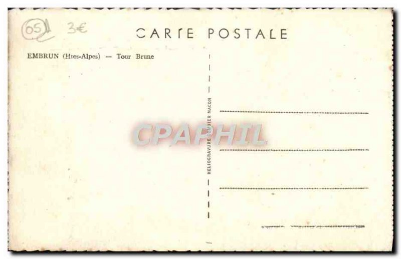 Old Postcard Embrun Tour Brune