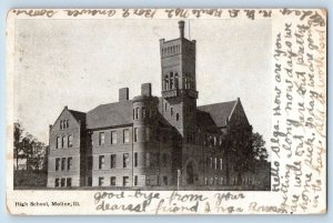 Moline Illinois IL Postcard High School Exterior Building c1909 Vintage Antique