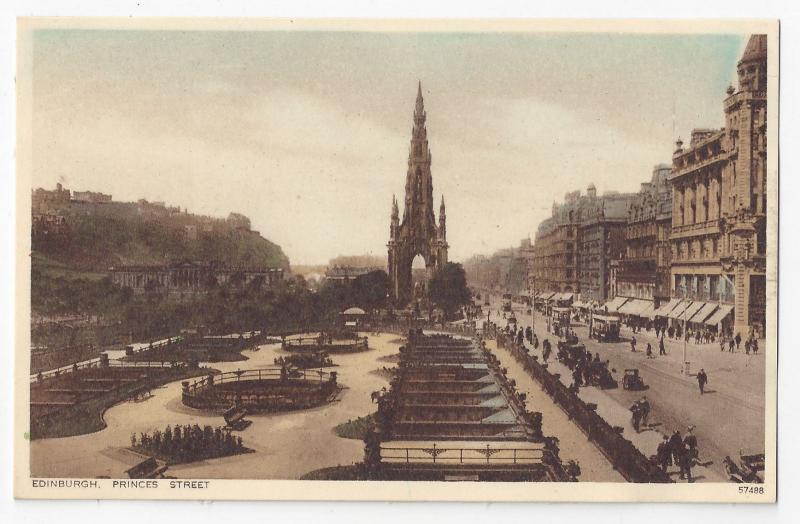 UK Edinburgh Scotland Princes Street Scott Monument Gardens Vintage Postcard