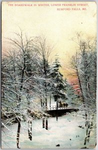 The Boardwalk In Winter Lower Franklin Street Rumford Falls Maine ME Postcard