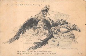 L'ALLEMAGNE GERMANY FRANCE UK EUROPE WW1 POLITICAL MILITARY PROPAGANDA POSTCARD