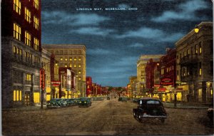 Linen Postcard Lincoln Way in Massillon, Ohio~138400