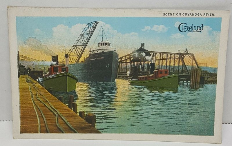 Cleveland Ohio Cuyahoga River Vintage Postcard