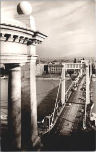 Hungary Budapest Erzsebet Hid Elisabeth Bridge Vintage RPPC 09.47