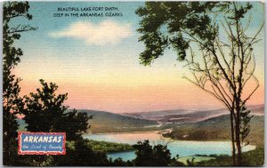 Arkansas, Beautiful Lake Fort Smith, Deep in Arkansas Ozarks, Vintage Postcard