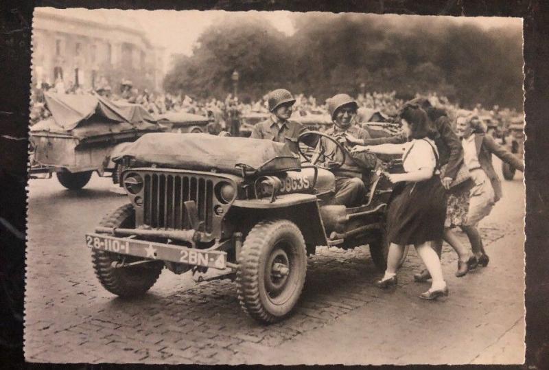 Mint France RPPC Postcard French Girls Welcome To American Troops