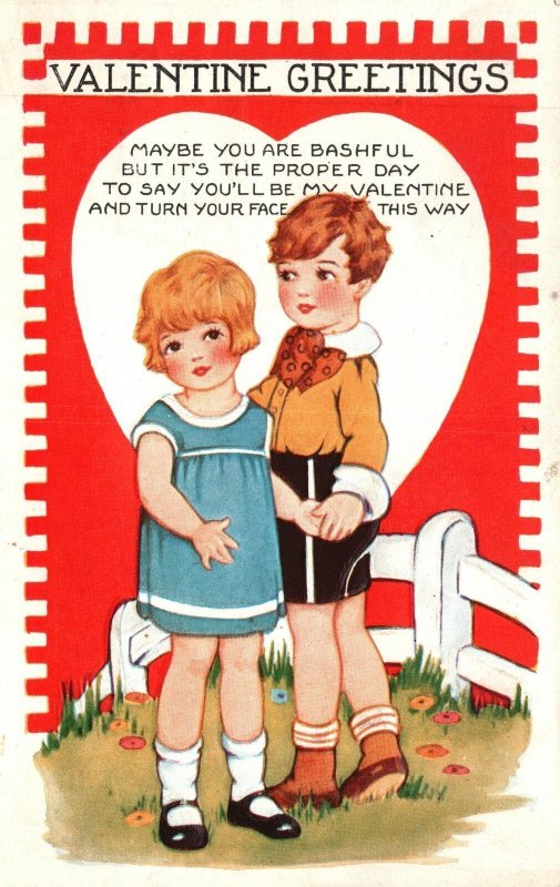 Vintage Postcard Valentine Greetings Maybe You Are Bashful But It's The Day