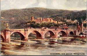 Heidelberg Castle, Alte Brucke Mit Schloss Tucks 7641 Vintage Postcard A79