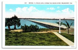 Early 1900s Bridge over Indian River, Melbourne, FL Postcard