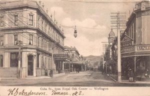 ROYAL OAK CORNER WELLINGTON NEW ZEALAND TO NEW YORK USA POSTCARD EXCHANGE (1904)