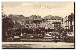 Old Postcard View of Menton & # 39ensemble the Public Garden and the Casino