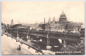 Vintage Blackfriars Bridge & St Pauls London Tuck's Photo Postcard