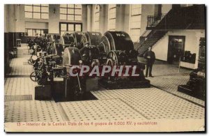 Old Postcard Electricite Interior of the Central Vista los grupos 4 kv 6000