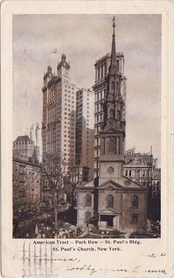 New York City American Tract Park Row Saint Pauls Building Saint Pauls Church...