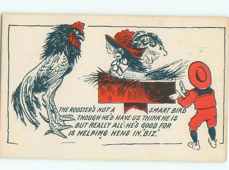 Pre-Linen Comic HUMANIZED CHICKEN WEARING A HAT AB9070