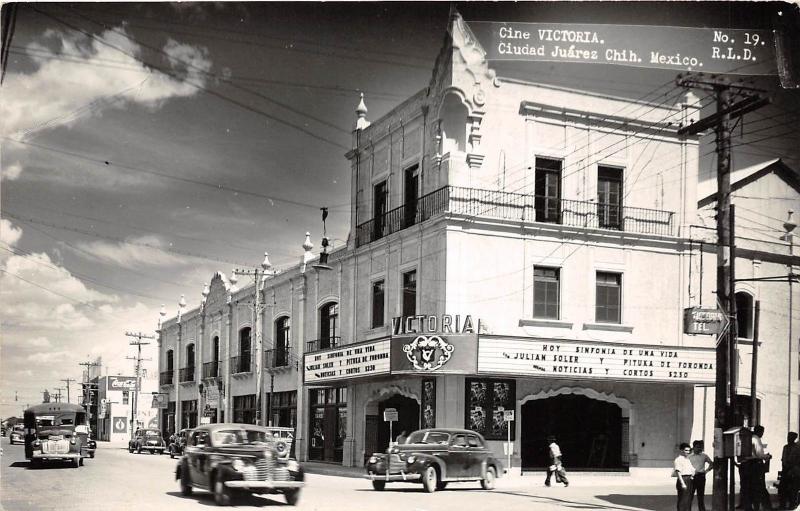 D68/ Foreign Postcard Ciudad Juarez Mexico c1940s Cine Victoria Theatre