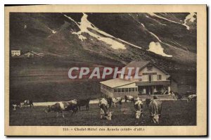 Postcard Old Hotel Chalet Aravis Cows