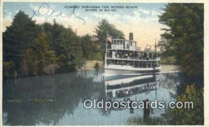 Coming Through The Songo River, Maine, ME USA Ferry Ship Unused 