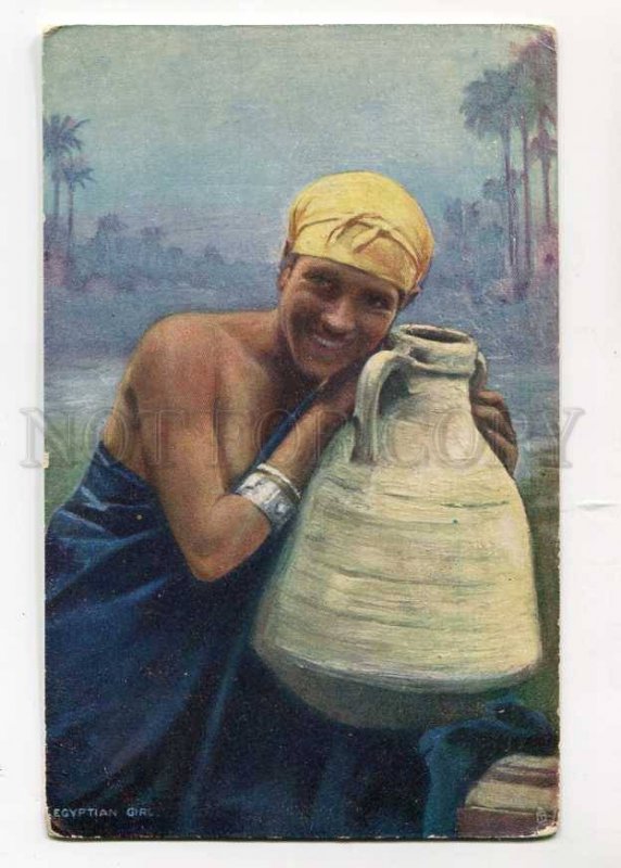 3068718 EGYPT Semi-nude Woman w/ pot Vintage tuck PC