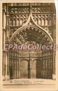 Postcard Old Cathedral Antwerp Grand Portal